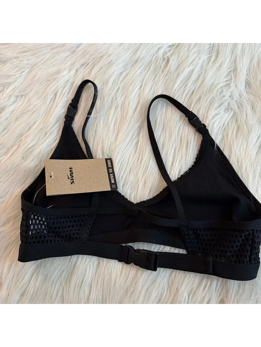 Nike Wild mesh bikini top in black size M